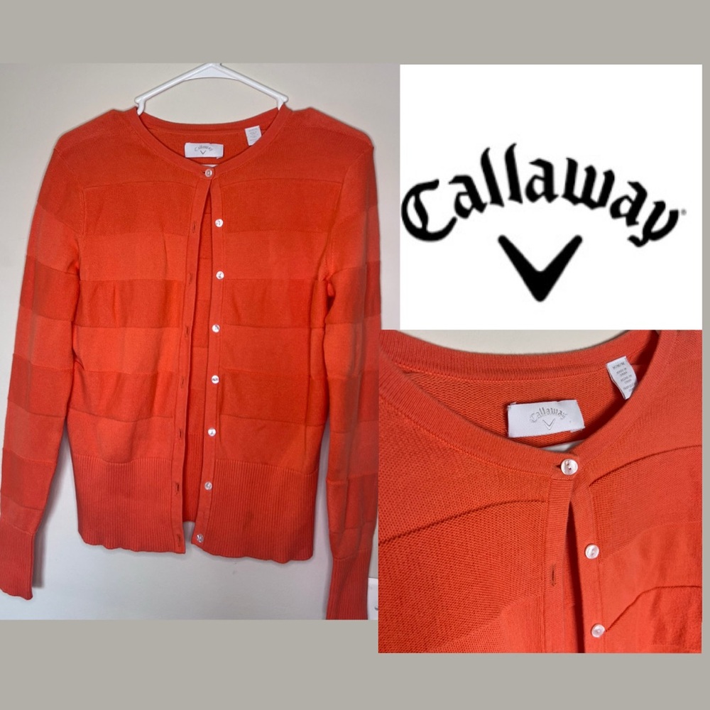 Callaway | Women's Button Down Coral Spring Cardigan Golf Top Colorful Sweater